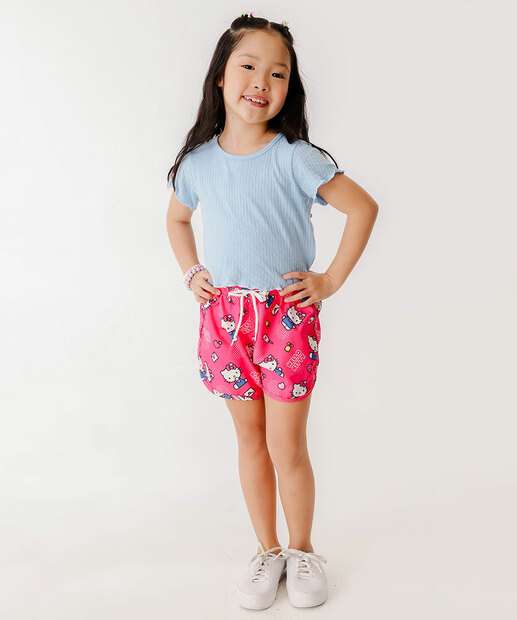 Short Infantil Estampa Hello Kitty Sanrio Tam 4 a 10