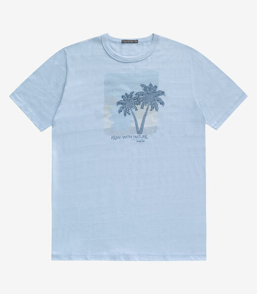 Camiseta Plus Masculina Malha Maquinetada Diametro Azul