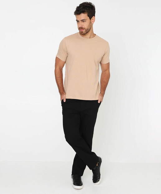 Camiseta Masculina Básica Manga Curta Marisa Bege