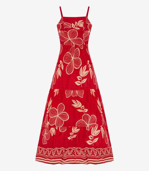 Image_Vestido Longo Feminino Lastex Estampado Select Vermelho