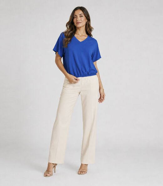 Blusa Feminina Com Decote Em V Infinita Cor Azul