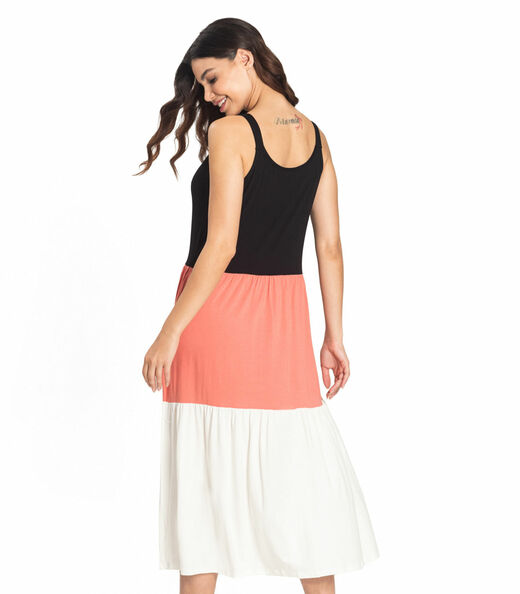 Vestido Midi Recortes Rovitex Preto