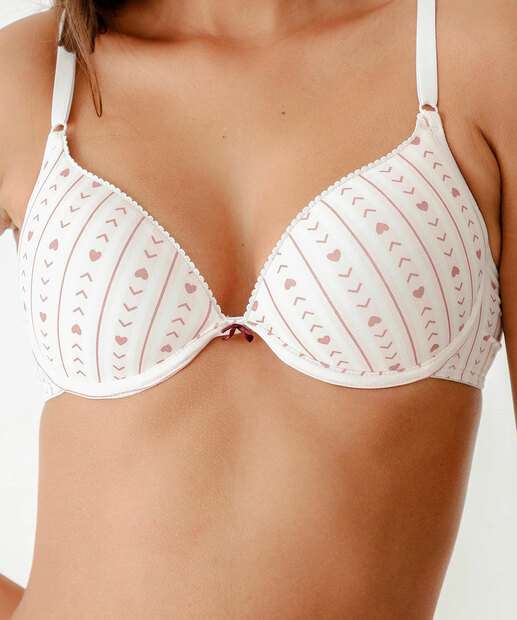 Sutiã Push Up Com Bojo Estampa Corações Marisa