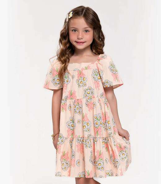 Vestido Infantil Estampado Trick Nick Rosa