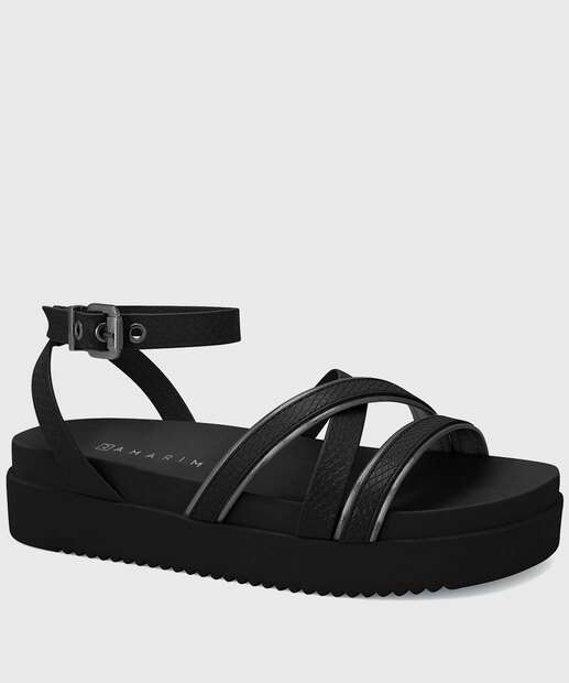 Image_Sandália Feminina Flatform Tiras Ramarim Preto