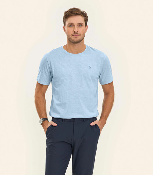 Camiseta Masculina Meia Malha Diametro Azul