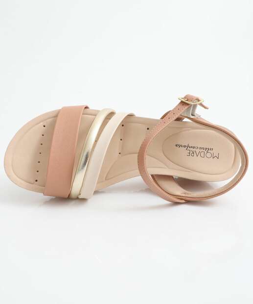 Sandália Feminina Plataforma Recorte Modare Bege