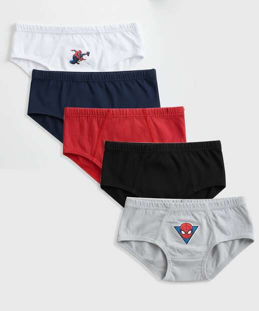 Image_Kit 5 Cuecas Infantil Homem Aranha Tam 2 a 12 Azul