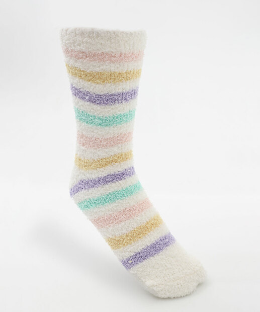 Image_Meia Feminina Cano Médio Chenille Listras Marisa Off White