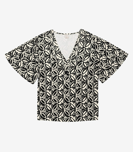 Blusa Feminina Estampada Godê Rovitex Preto