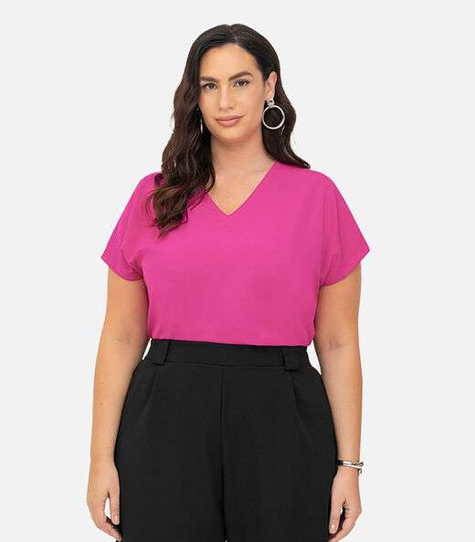 Image_Blusa Manga Morcego Plus Size Secret Glam Rosa