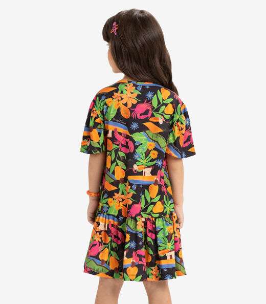Vestido Infantil Estampado Rovi Kids Preto