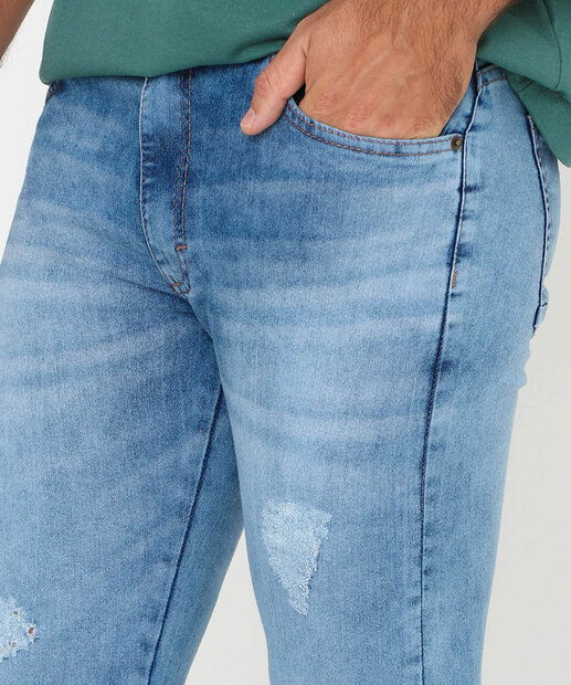 Calça Jeans Masculina Slim Destroyed Marisa