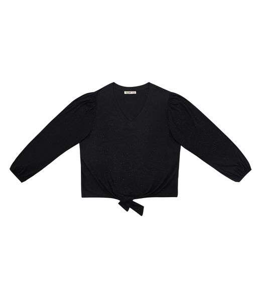 Blusa Manga Longa Em Ribana Canelada Secret Glam Preto