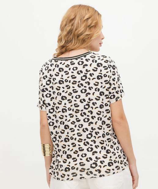 Blusa Feminina Animal Print Manga Curta Marisa