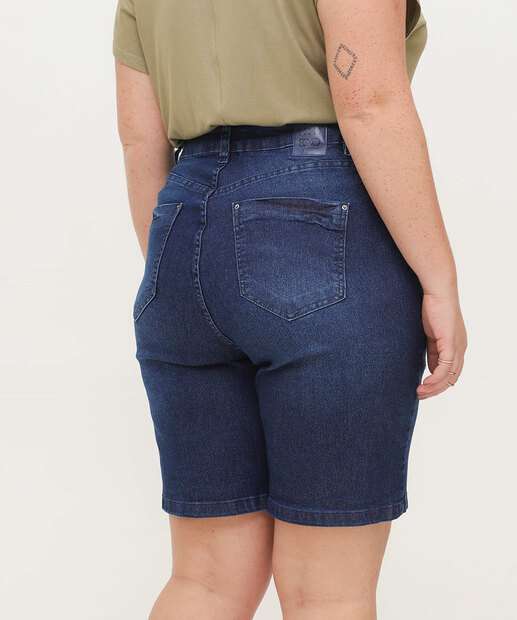 Bermuda Plus Size Feminina Jeans Puídos
