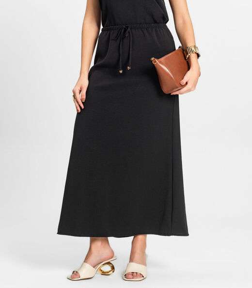 Saia Midi Feminina em Twill Cey Rovitex Preto
