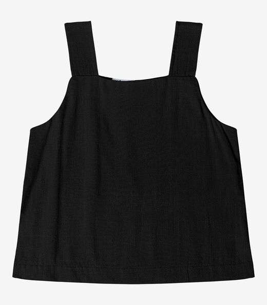 Regata Feminina Em Linho Endless Preto