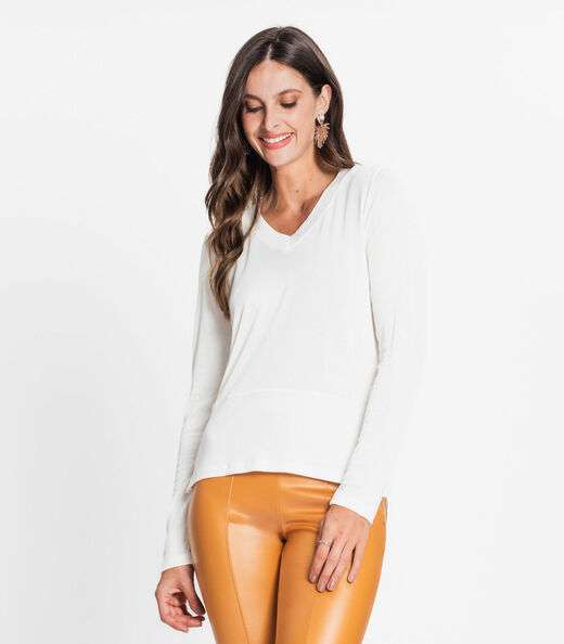 Blusa Feminina Com Abertura Lateral Rovitex Bege