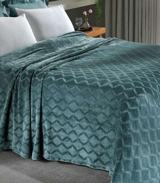 Cobertor Flannel Queen Lar E Lazer Verde
