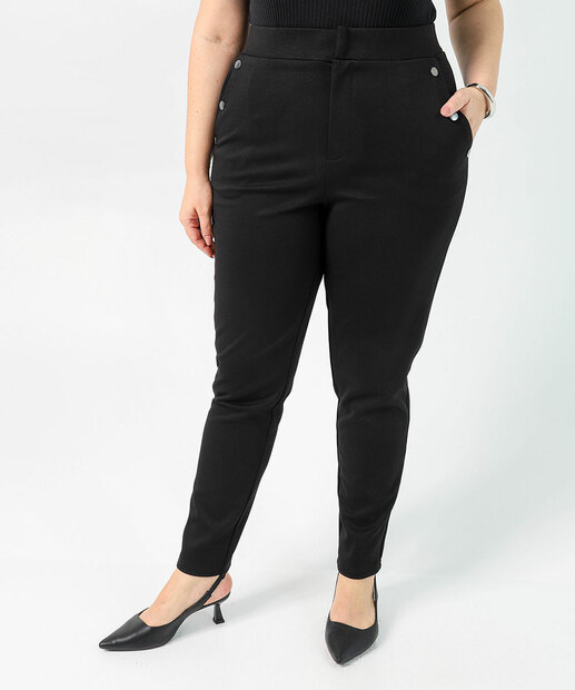 Calça Plus Size Feminina Legging Botões Marisa Preto