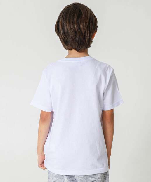 Camiseta Infantil Manga Curta Básica MR Tam 4 a 10 Branco