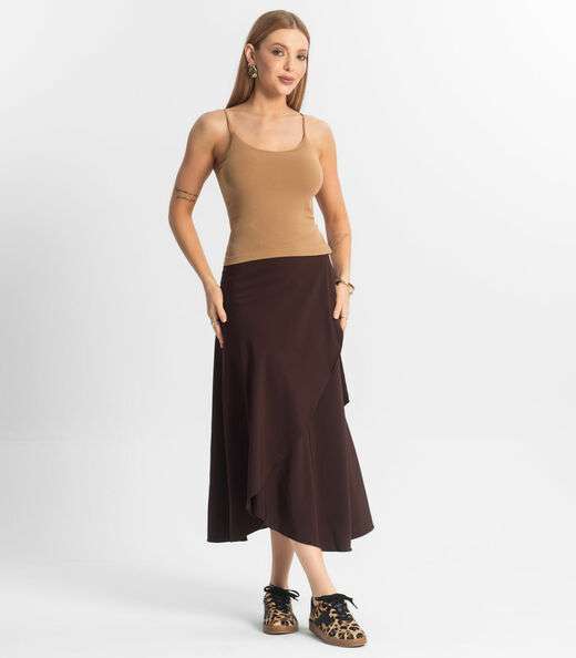 Blusa Feminina De Alça Poliamida Style Box Marrom