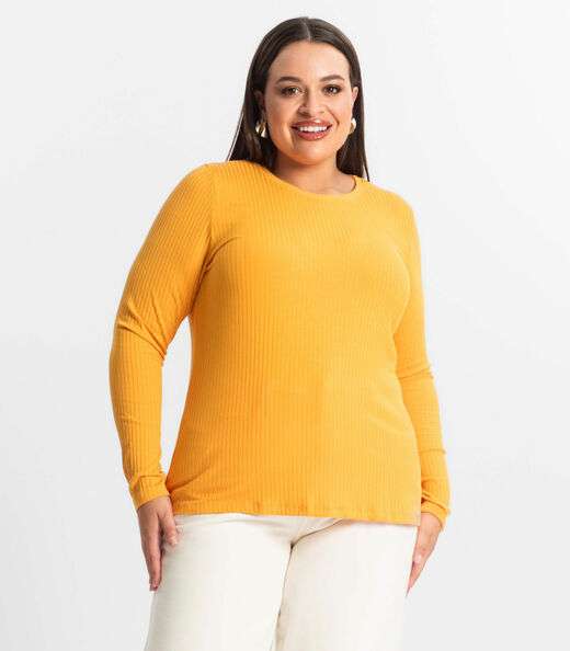 Image_Blusa Manga Longa Ribana Canelada Secret Glam Amarelo