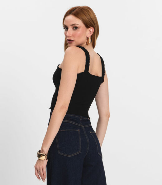 Regata Cropped Feminina Em Lastex Endless Preto