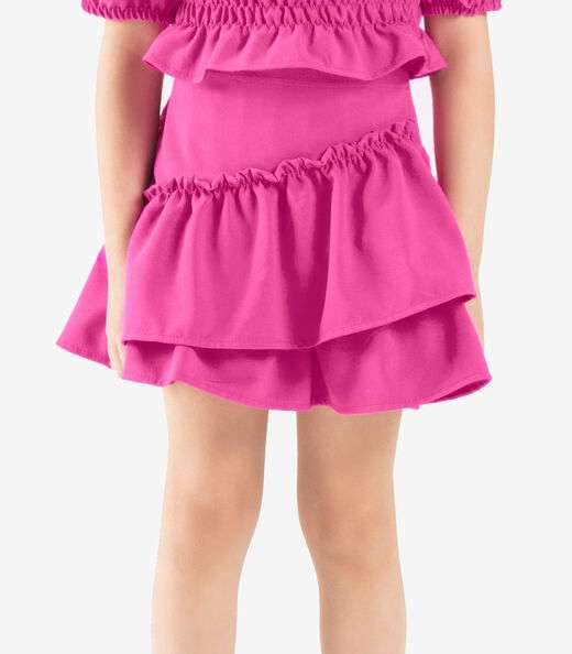Conjunto Infantil Blusa Com Saia Rovi Kids Rosa
