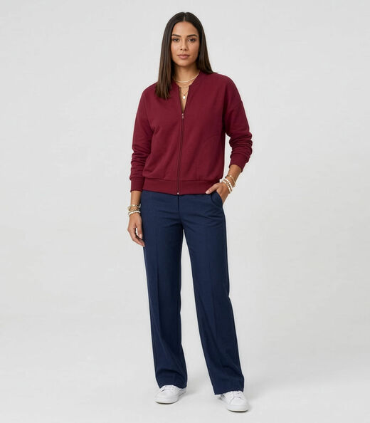 Jaqueta Feminina Básica de Moletom Rovitex Vermelho