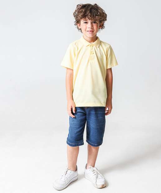 Polo Infantil Manga Curta MR Tam 4 a 10 Amarelo