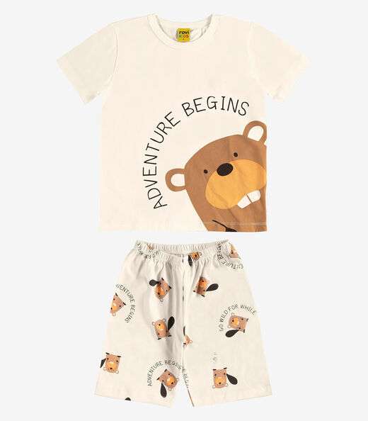 Pijama Meia Malha Rovi Kids Bege