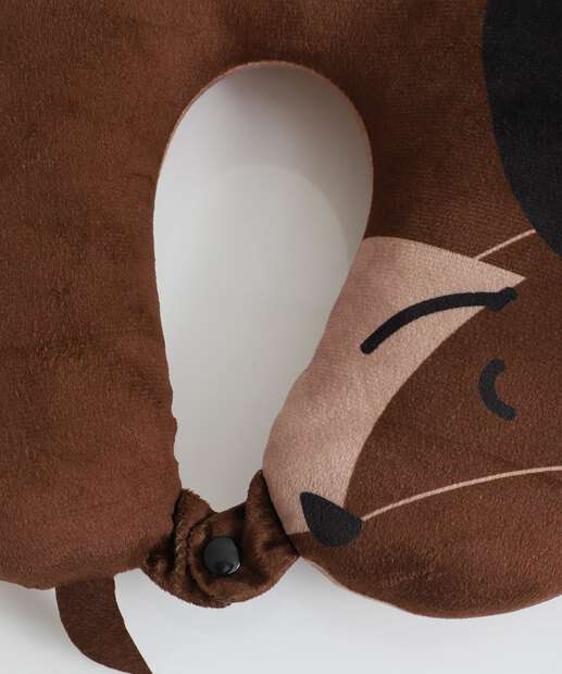 Almofada Pescoço Plush Estampada Marisa Marrom