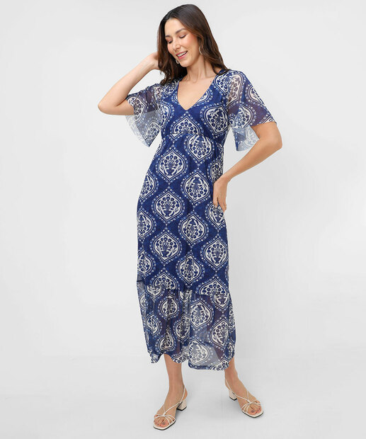 Image_Vestido Midi Feminino Estampado Tule Marisa Azul