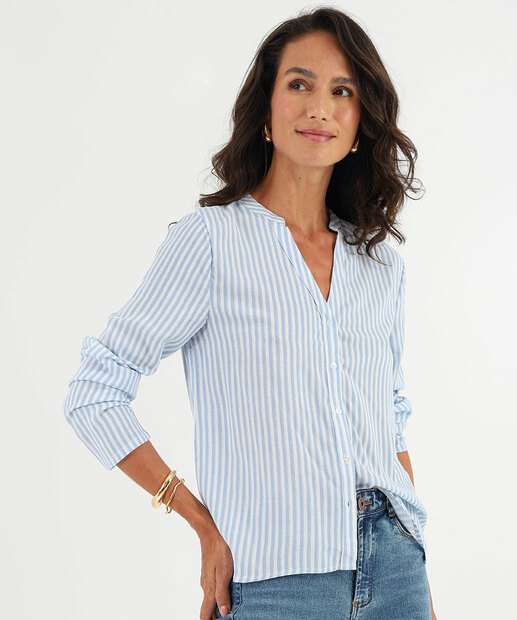 Image_Camisa Feminina Listrada Manga Longa Marisa Azul