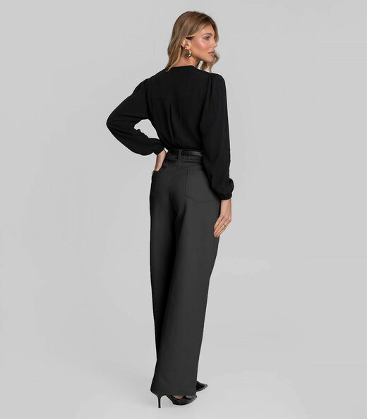 Calça Pantalona Feminina em Sarja Dianna Preto
