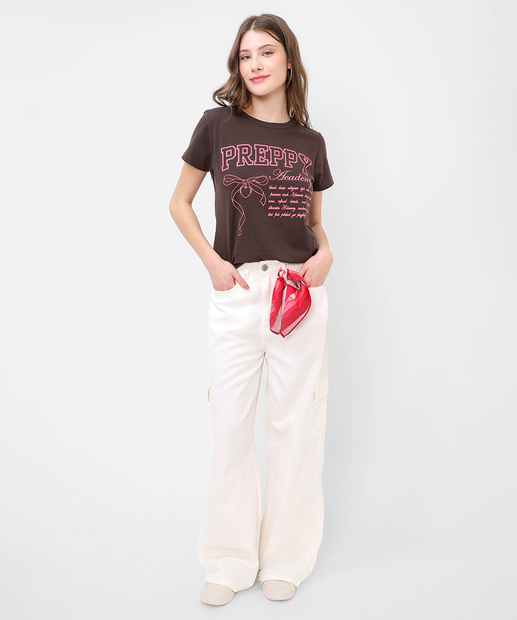 Camiseta Feminina Manga Curta Marrom