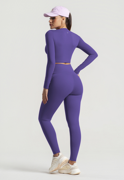 Cropped Básico Manga Longa Decote Redondo Roxo Wemood