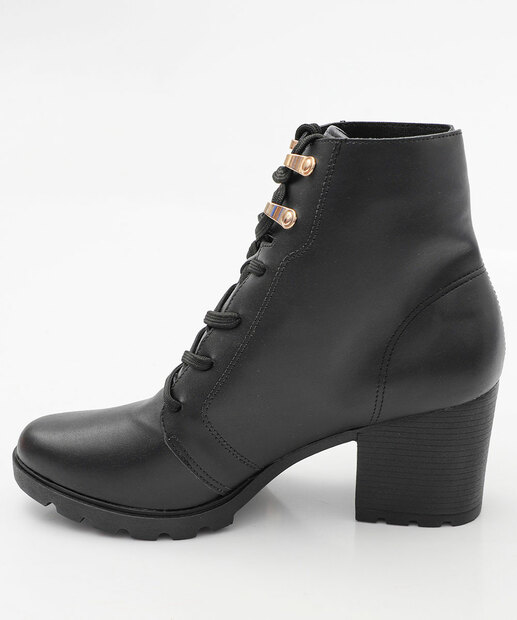 Bota Feminina Coturno Salto Grosso Via Uno 475041 Preto