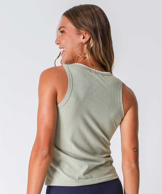 Blusa Regata Feminina Canelada Marisa Verde
