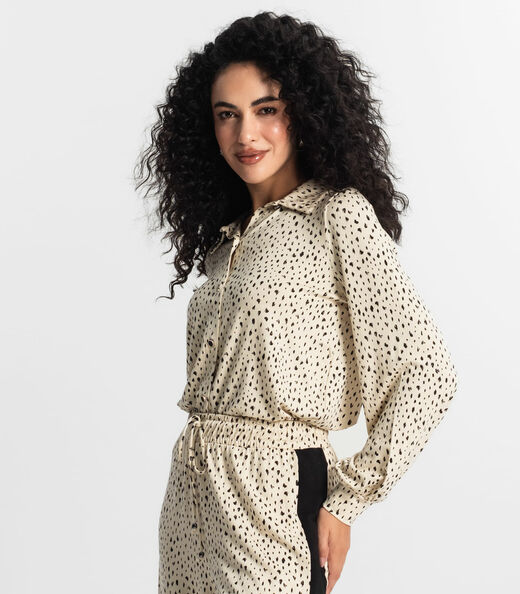 Camisa  Estampada Feminina Rovitex Bege