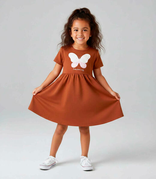 Image_Vestido Infantil em Molecotton Select Marrom