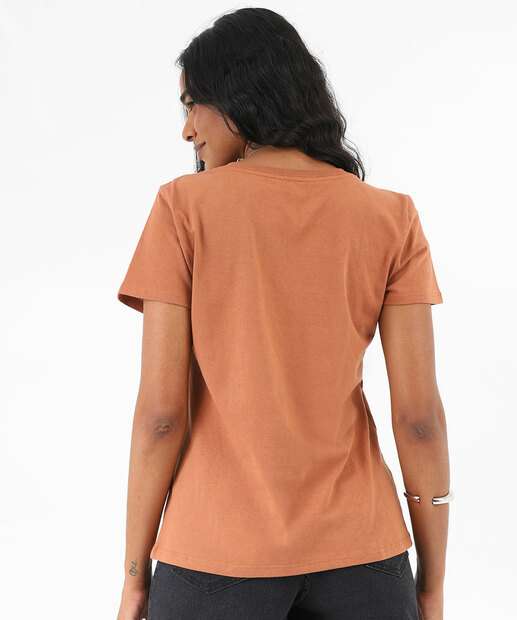 Blusa Feminina Estampa Urso Manga Curta Marisa Marrom