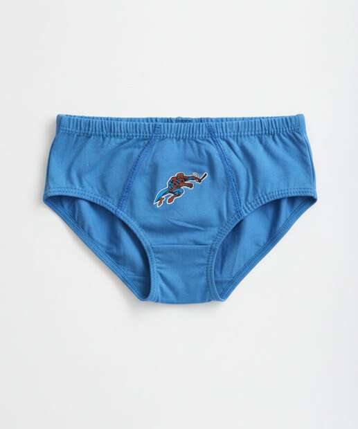Kit 3 Cuecas Infantil Homem Aranha Tam 2 a 12 Azul