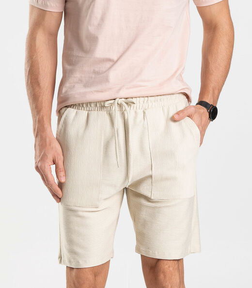 Bermuda Masculina Moletinho Gorgurinho Diametro Bege