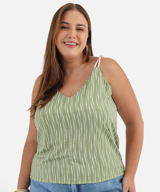 Image_Blusa Plus Size Feminina Crepe Poá Marisa Verde