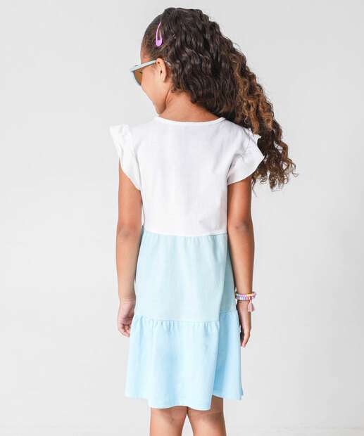 Vestido Infantil Recorte Babado Marisa Tam 4 a 10 Azul