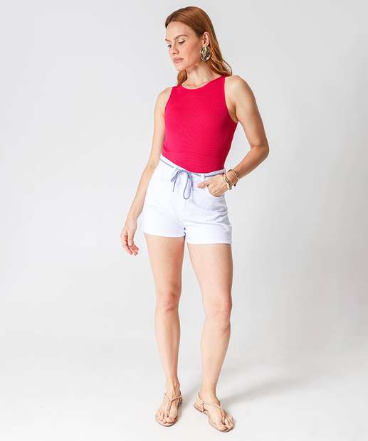 Blusa Regata Feminina Sem Costura Canelada Marisa Rosa