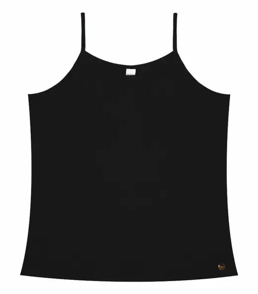 Blusa de Alça Feminina Viscotorcion Básica Rovitex Preto